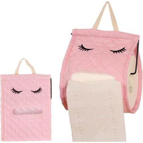 Porte-rouleau de papier toilette - Coton - Design cils - Résistant à la poussière - Facile à nettoyer - Pratique (1/4)