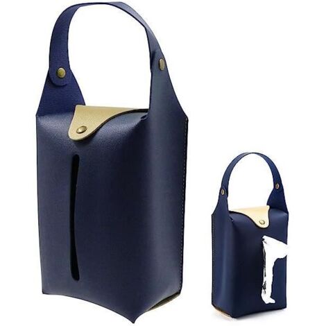 Boîte à mouchoirs - Créatif - Cuir - Bleu foncé - 24x12x8cm - Multifonctionnelle (1/4)