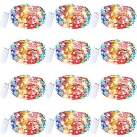 Guirlande Lumineuse - Multicolore - 2M - 12 LED - Pile - Imperméable (1/4)