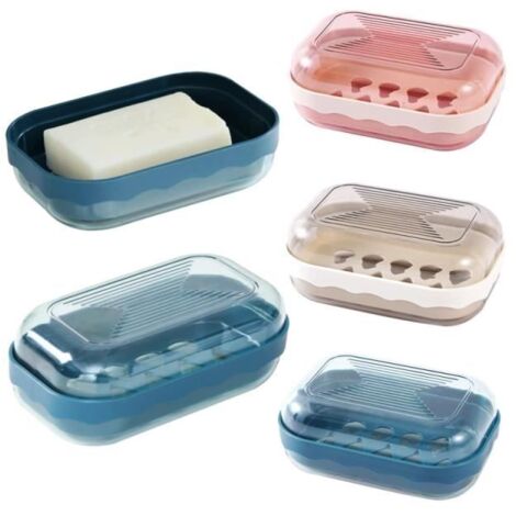 Boite a Savon Plastique, 3 Pcs Boite Savon Voyage Portable Porte Savon avec Couvercle Porte-Savon en Plastique Etanche pour -yd (1/4)
