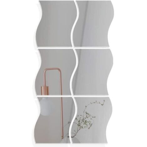 Miroir Autocollant Mural - Argenté - 6pcs - 14x19cm - Décoration Intérieure - Forme Asymétrique (1/4)