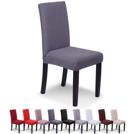 E-SENIOR-4PCS Housse de chaise/revêtement housse/revêtement pour chaise Gris (1/4)