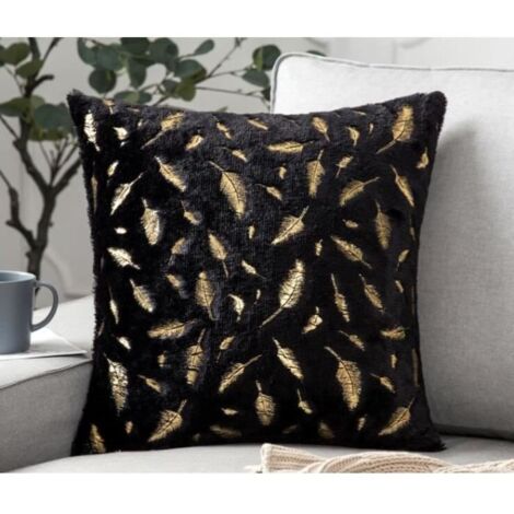 1xHousse de coussin estampage or doux en peluche plume fausse fourrure taies d'oreiller velours duveteux Shaggy (1/3)