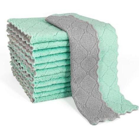 12-Pack of Dish Towels for Kitchen,Super Absorbent Kitchen Towels ,Coral Fleece Cleaning Rags,Machine Washable (1/4)