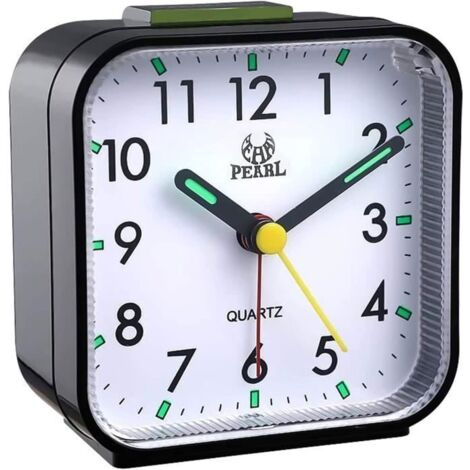 Réveil Analogique, Petite Réveil De Voyage Silencieux sans Tic-Tac, Réveil De Voyage Réveil avec Lumineux Snooze ,noir (1/4)