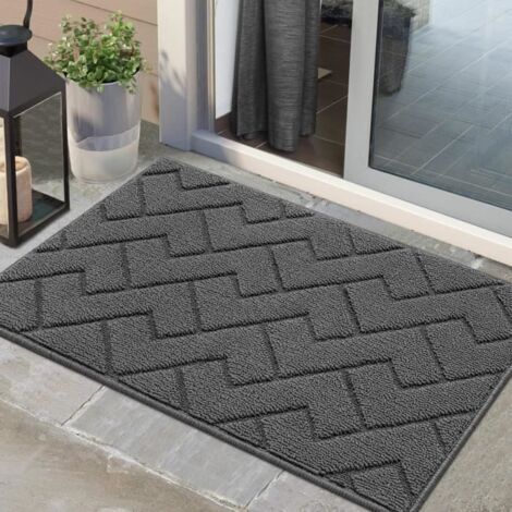 Tapis de porte d'entrée - Noname - Modèle gris - Lavable - Antidérapant - 50 x 80 cm (1/4)
