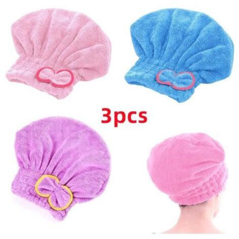 Serviette de séchage cheveux - Non spécifié - 3 pièces - Molleton - Lavable - Design contemporain (1/4)