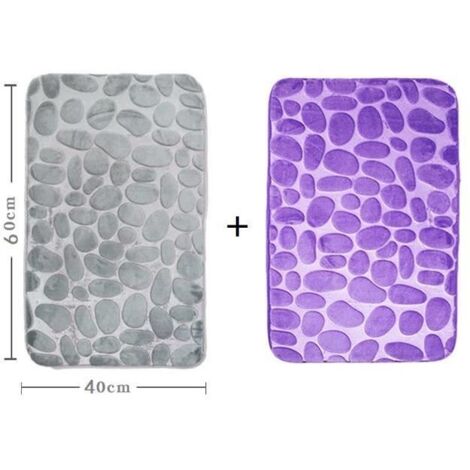 Tapis de sol - Corail - 2PC - Gris et Violet - Antidérapant - Mousse à mémoire de forme (1/4)