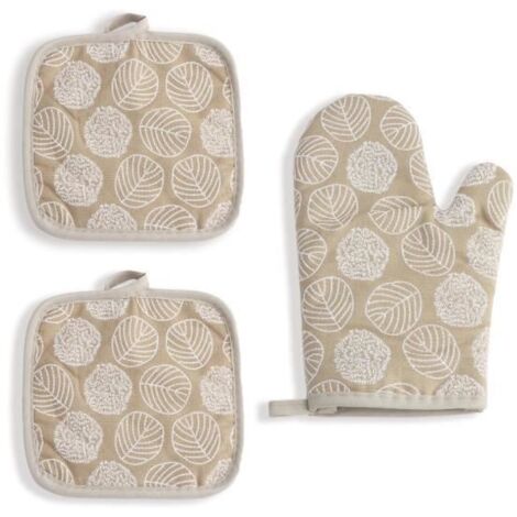 Gants de Cuisine - Antidérapant - Résistant à la Chaleur - Coton - 1 Paire Gants et 2 Maniques (1/4)