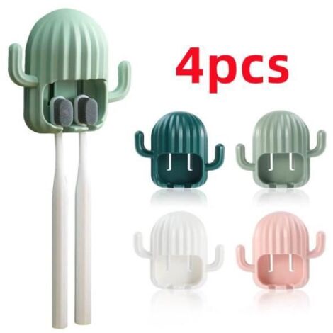 Porte Brosse à Dents - Mural - Cactus - ABS - 10.5x9.6 cm - 4 Couleurs Disponibles (1/4)