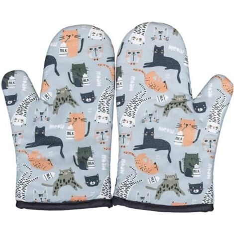 Gants de Cuisine - Anti-Chaleur - Coton Antidérapant - 27x18 cm - Lavable - 1 Paire (1/4)