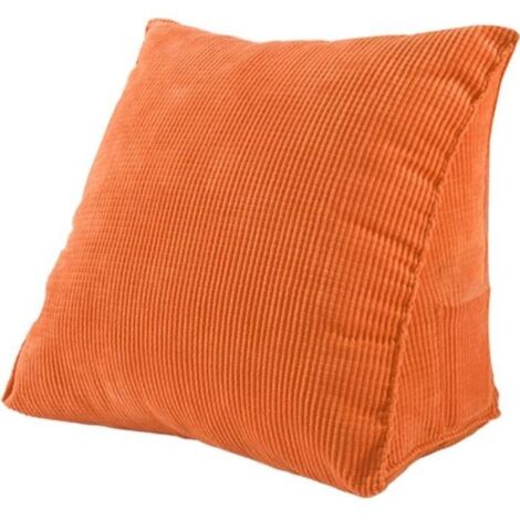 Coussin - SODIAL - Triangulaire - Velours Côtelé - Orange - Déhoussable (1/4)