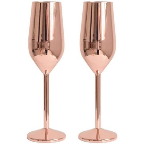 Flûtes à Champagne Set de 2, 304 Flûtes à Champagne en Acier Inoxydable Or Rose 220ml Verres à Vin Rouge Set pour les Cadeaux d[353] (1/4)