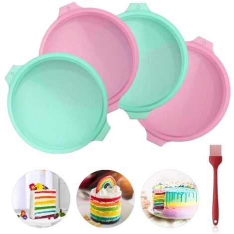 Moule à Gâteau - Non spécifié - 8 Pouces - Silicone de qualité alimentaire - 4 pièces - Antiadhésif (1/4)