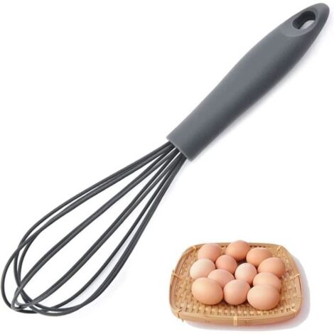 Batteur à oeufs - Ustensile Cuisine - Fouet en Silicone - Noir - Ergonomique - Haute Performance (1/4)
