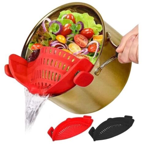 Lot de 2 passoires alimentaires en maille fine, passoire à clipser, passoire à riz, tamis à passoire mains-libres, filtre égouttoir (1/4)