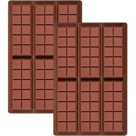Moule Tablette de Chocolat,moule silicone chocolat,Moule Silicone de 6 Cavités,Sans BPA,pour Faire du Chocolat,Fondant,Gelée,2p (1/4)