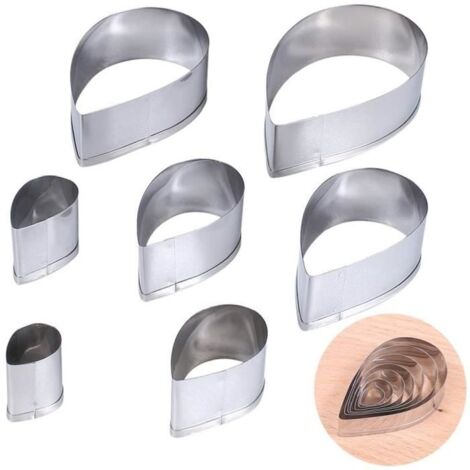 Moule,Emporte-pièce en Forme de Gouttes,Mini forme de fondant 3D en métal Convient,pour Gâteaux,Sucre,Fabrication du Pain-7pcs (1/4)