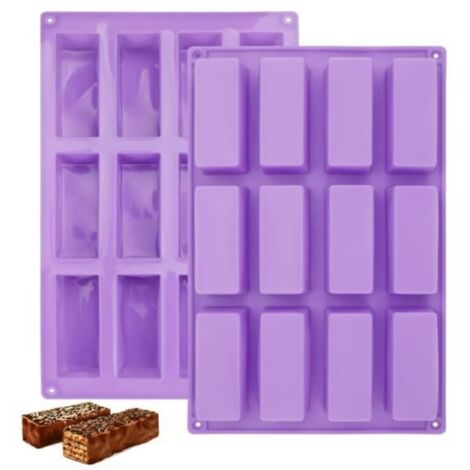 Moule à pâtisserie - Silicone - 2 Pièces - 12 Cavités - 29,5x17,2cm - Violet (1/4)