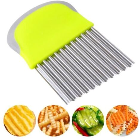 Coupe Pomme de Terre, Couteau Ondulé à Frites, Coupe Patate, Couteau Ondulé en Acier Inoxydable, Coupe-légumes, Couteau Dentelé (1/4)