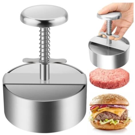 Presse à Burger - Acier Inoxydable - Ajustable - Facile à Utiliser - 10 Épaisseurs Différentes (1/4)