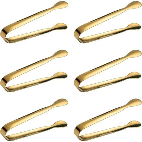 Pinces à Sucre - Qualité Premium - Acier Inoxydable - Lot de 6 - 11CM - Couleur Or (1/4)
