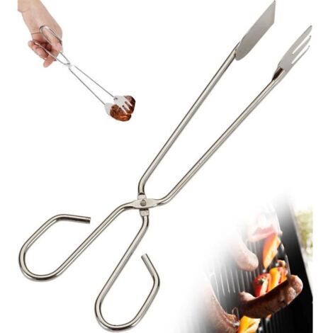 Pince à Barbecue - Inox - 30.7x8x3.3cm - Anti-brûlure - Multifonctionnelle - Durable (1/4)