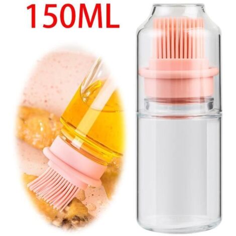 Distributeur d'huile - 350ML - Silicone de qualité alimentaire - Verre - Rose (1/4)