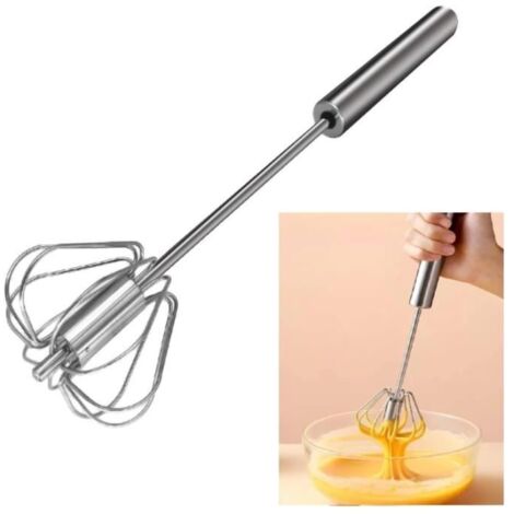 Batteur à œufs rotatif semi-automatique 1 pièce Fouet en Acier Inoxydable Outil de Cuisine (1/4)