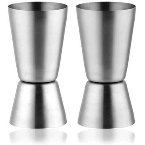 2 Pièces Cocktail Jigger, Doseur Cocktail 20/40 ml, Double Doseur à Cocktail en Acier Inoxydable, Doseur à alcool double,(Argent)wj (1/4)
