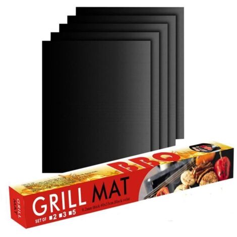Tapis de Cuisson pour Barbecue et Four - 6 pièces - Fibre de verre - Noir - 40x33 cm (1/4)