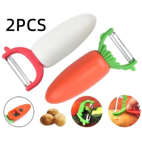 Éplucheur multifonctionnel - MARQUE - Modèle - Acier inoxydable - Design ergonomique - Couleur blanc/rouge (1/4)