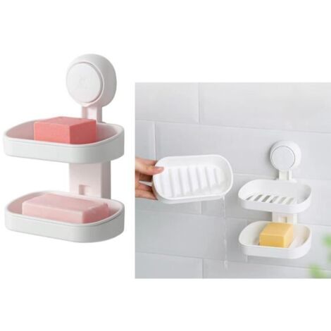 Boite à Savon - Non spécifié - Double Couche - Ventouse - Amovible - ABS Blanc 20x14x8.5CM (1/4)
