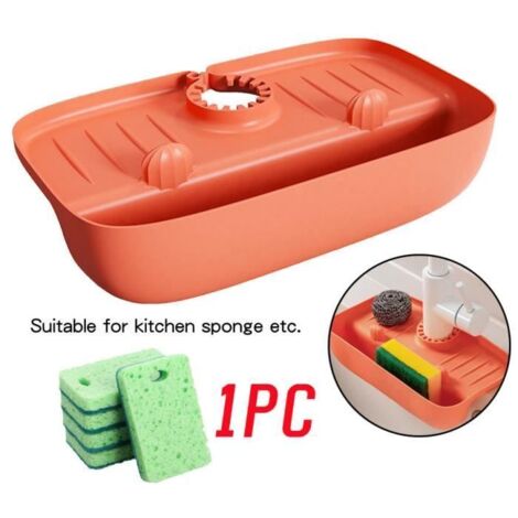 Porte-éponge - Cuisine - TPE - Orange - 27x14x5cm - Économie d'espace (1/4)