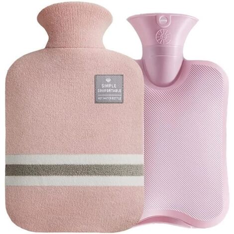 Bouteille eau Chaude avec Housse,avec Amovible & Lavable Housse tricotée, 2L Anti-fuite Bouteille. (1/3)