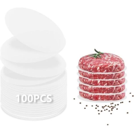 Disques à burger, 100 Feuilles Papier Antiadhésive pour Presse à Steak Haché, Papier de Hamburger Pratique, Papier Sulfurisé Rond