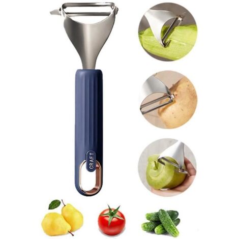 Éplucheur de légumes - Multifonctionnel - Inox - Design ergonomique - Couleur bleu - 186.8cm (1/4)