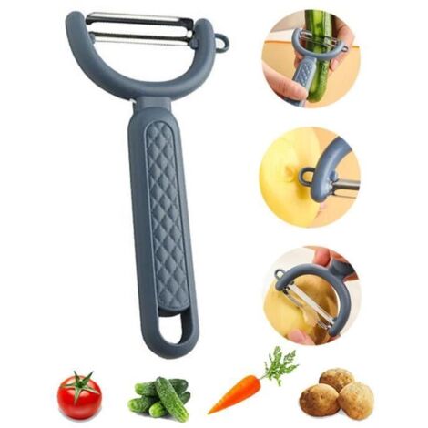 Éplucheur de légumes - Multifonctionnel - Acier inoxydable - Design ergonomique - Couleur bleue (1/4)