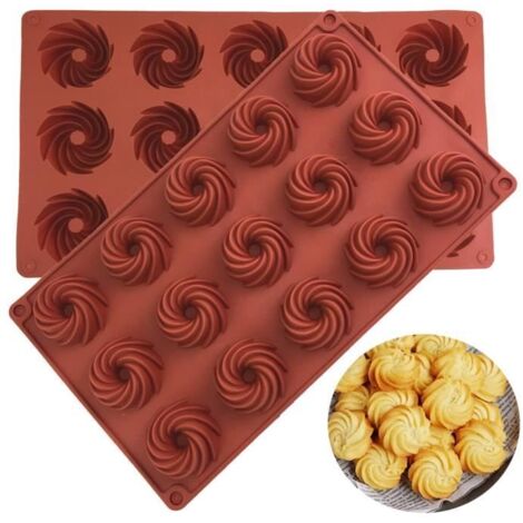 2Pcs Petit Moule en Silicone, Moule à Kouglof en Silicone, Moule à Gâteau en Silicone, avec Revêtement Antiadhésif (Marron) (1/4)