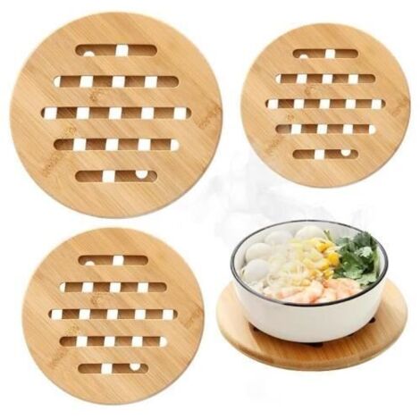 Dessous de Plats, Dessous de Plat en Bambou Naturel, Dessous de Plateaux en Bambou, Set de Table Bambou, Dessous Plat Résistant - fy (1/4)
