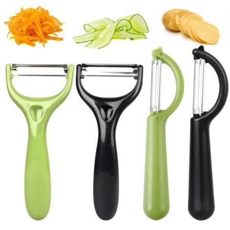 Éplucheur à légumes - ÉCONOME - Double tranchant - Manche ergonomique - Acier inoxydable - Lot de 4 pièces (1/4)