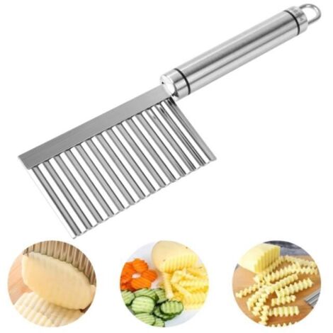 Couteau Lame Ondulée,Coupe-Frites,Coupe-Légumes en Acier Inoxydable pour Cuisine Frites Outil,Fruits,Légumes,Carottes (1/4)