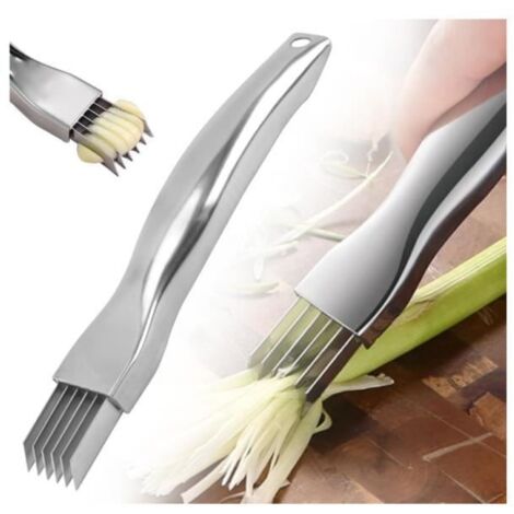 Shred Silk The Knife, couteau à oignon vert haché en acier inoxydable, Manuel Durable avec Couvercle de Protection, Outil de (1/4)
