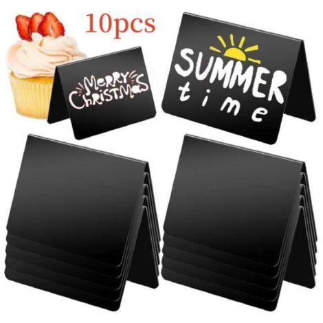 Marque place - Noname - Mini tableau noir inscriptible - 10 pièces - PVC - Réutilisables (1/4)