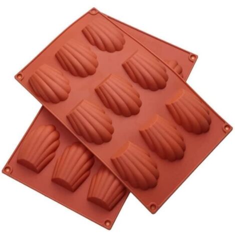 Moule à madeleines à 9 cavités, 2 moules à en silicone antiadhésif, moule à gâteau en forme de coquillage (1/4)