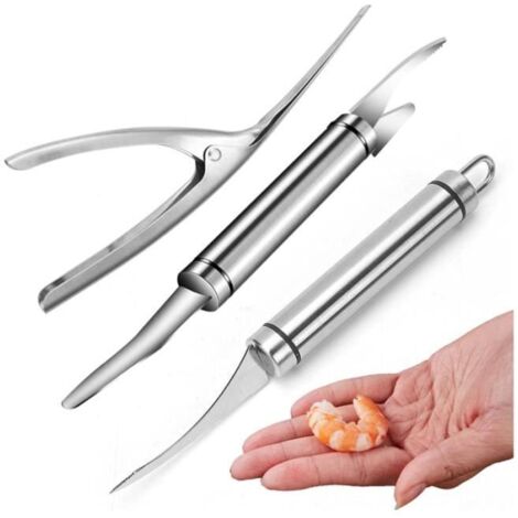 3 Pièces Decortiqueur Crevette, Eplucheur Crevette Tout en Eplucheur de Crevettes en Acier Inoxydable, Éplucheur (1/4)