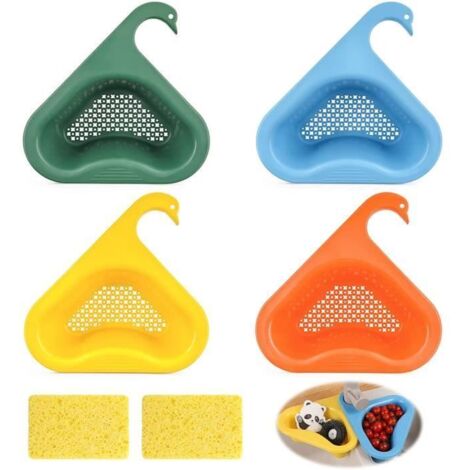 Lot de 4 Panier de Vidange,Passoire Cuisine avec Brosse Vaisselle, Swan Drain Basket,Égouttoir de Cuisine pour Pâtes,Fruits,Légumes (1/4)