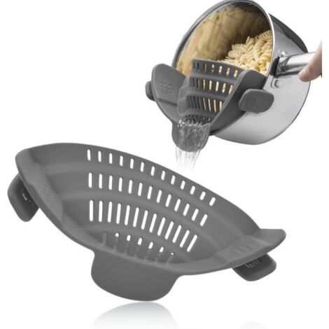 Passoire Silicone Adaptée à Toutes les Casseroles et Poêles,Passoire à Clipser Pour éGoutter la Viande (Gris) (1/4)