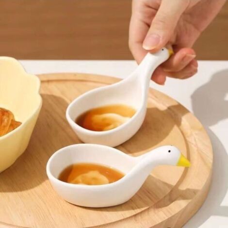 Assiette d'assaisonnement en céramique en forme, assiette à tremper, cuisine, cantine, saveur, piment, moutarde, salade, 2 pièce (1/4)