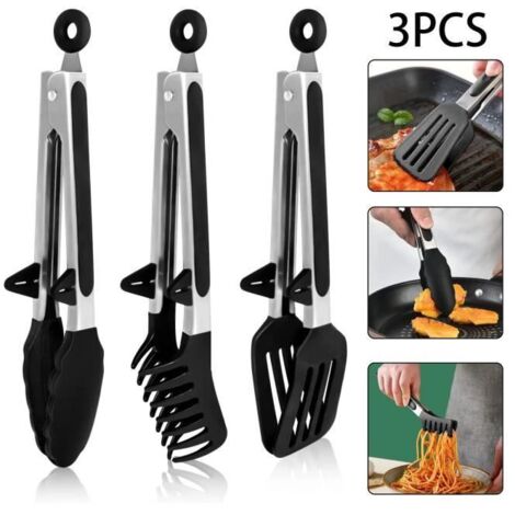 Pinces de cuisine,Pinces à barbecue en Silicone,pinces à pâtes,pinces à spaghetti en inox,pinces alimentaires,pour buffet,salade,BBQ (1/4)